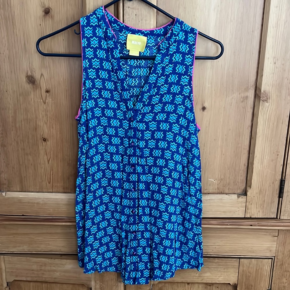 Maeve blue and pink printed blouse, size XS